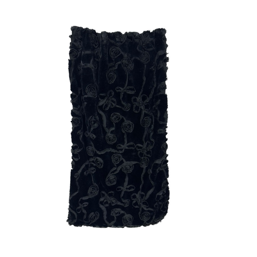 Ruyi Black Velvet Rosette Floral Scarf Wrap Women